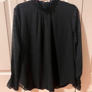 Ann Taylor Navy Blue Blouse with gold threads